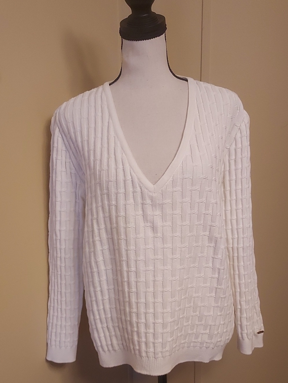 St. John Sport by Marie Gray White Ribbed Knit Sweater